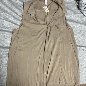 Tan button down tank top